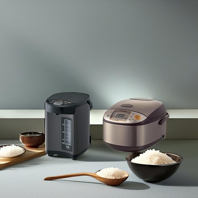 Zojirushi CD-NAC40BM Micom Water Boiler & Warmer, 4.0 Liter, Metallic Black & NS-TSC10 5-1/2-Cup (Uncooked) Micom Rice Cooker and Warmer, 1.0-Liter