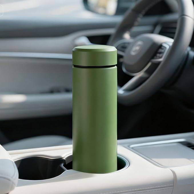 PARACITY Insulated Water Bottle, 15 oz Stainless Steel Water Bottles, Double Wall Vacuum Hot Drinks, Metal Water Bottle Keeps (green)