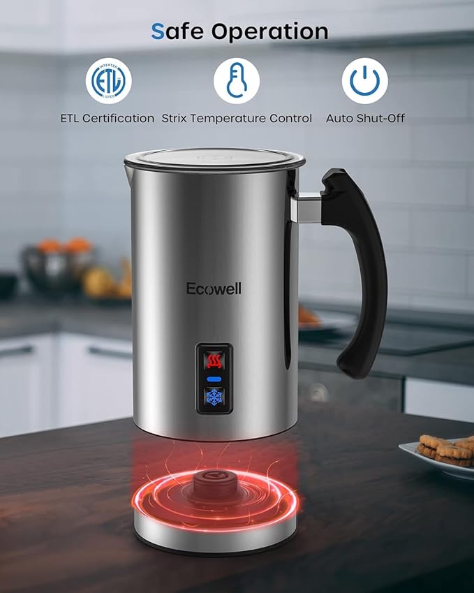 Electric Milk Frother, Milk Steamer for Coffee, Automatic Hot and Cold Milk Foam Froth Maker, Milk Warmer Foamer for Latte, Cappuccinos, Macchiato, 8.1oz/240 ml