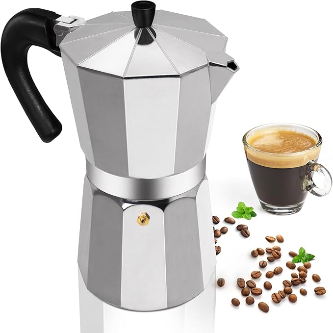Aluminum 12 Cup 600ml Moka Pot Express Coffee Maker Stovetop Espresso Percolator Coffeemaker Italian Classic Style Brewing Greca Cafe Mocha Machine for Cafeteras Lover Camping Travel and Home Use 20oz