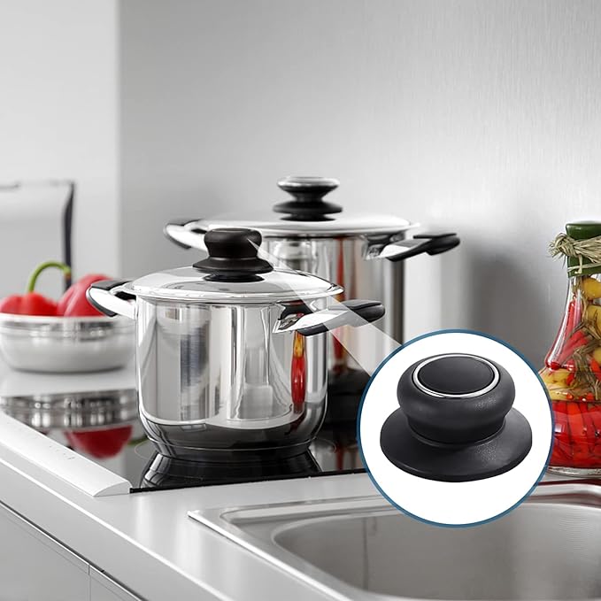 4Pcs Universal Pot Lid Top Replacement Knob,Heat Resistant and Prevent static electricity,Easy installation Kitchen Cookware Replacement Pan Lid Holding Handles. (Black)