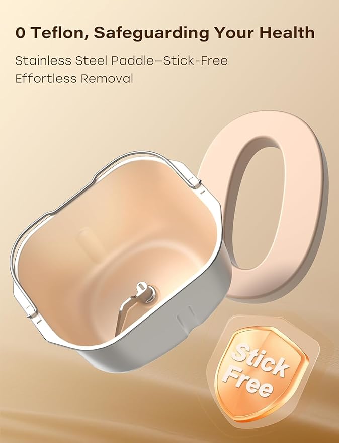 KBS 20-IN-1 Bread Maker with Custom Program, 650W Bread Machine with Nonstick Ceramic Pan & Stainless Steel Paddle, 2LB Bread Maker Machine, Polish Bread, Gluten-Free, Touch Panel, 15H Timer, 3 Colors