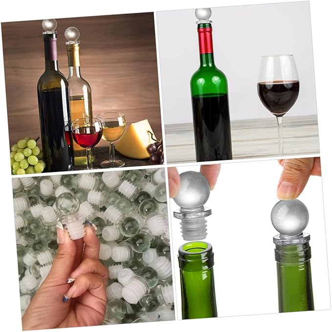 MAGICLULU 24pcs Glass Ball Wine Stoppers Decorative Container Stopper Aroma Dispenser Oil Bottle Wine Tasting Party Supplies