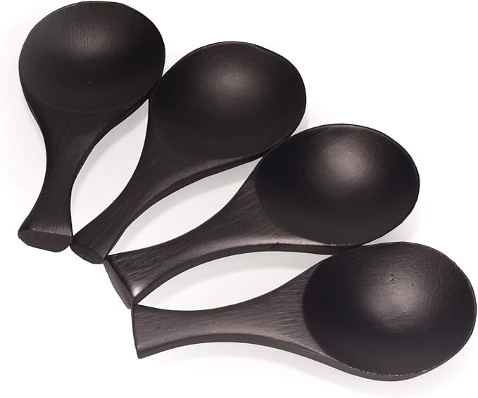 BambooMN - 3.5" Small Solid Bamboo Round Scoop - Black - 30pcs