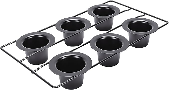 HEEPDD 6 Cup Popover Pans, Popover Pans Heavyweight Carbon Steel Bakeware Easy to Pan for Pudding Muffins Popovers Baking 6 Cup, Deep Non Stick Sturdy loaf pan