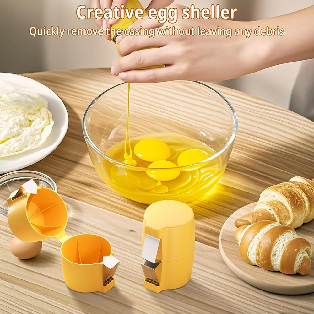 Egg Shell Opener Remover, Eggs Peeler Separator for Boiled and Raw Eggs, Stainless Steel Eggshell Cutter Kitchen Tools for Cooking and Breakfast Prep (Orange, 1 Pcs)