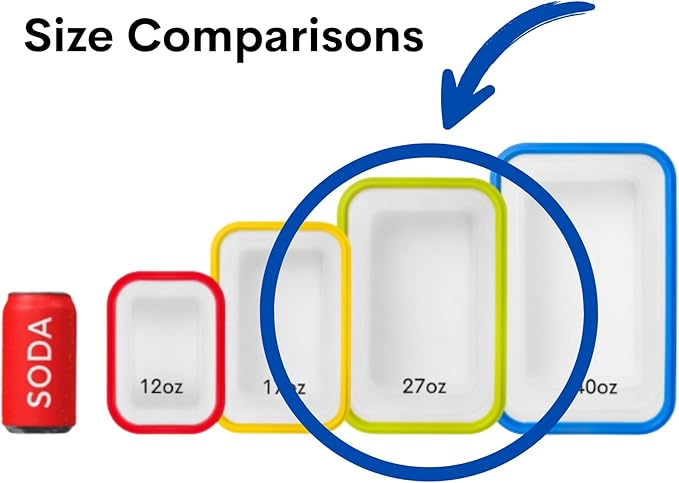 ECOBERI Collapsible Silicone Food Storage Containers, BPA Free, Microwave, Freezer and Dishwasher Safe, Lunch, Meal Prep, Travel, Space-Saving