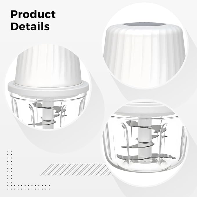 Cordless Electric Garlic Chopper, 400 Ml Mini Food Processor, Type-C Charging