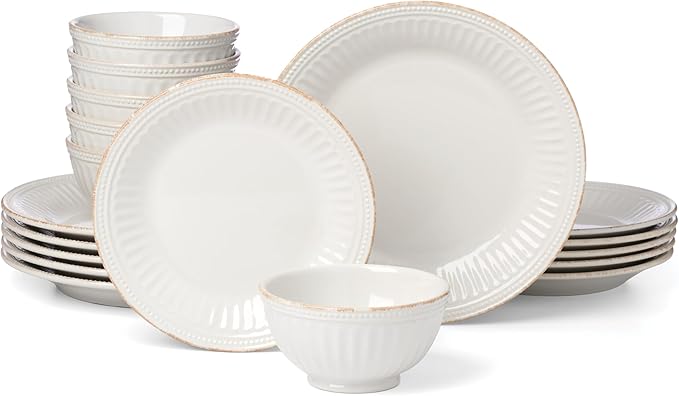 Lenox 899195 French Perle Groove 18-Piece Dinnerware Set, Service For 6