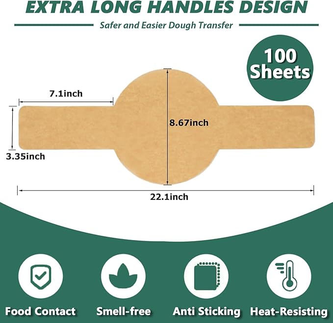 Parchment Bread Sling for Dutch Oven, Disposable Bread Baking Mat with Long Handles 100PCS Unbleached Sourdough Mat, Sourdough Bread Baking Supplies, Tools ＆ Accessories