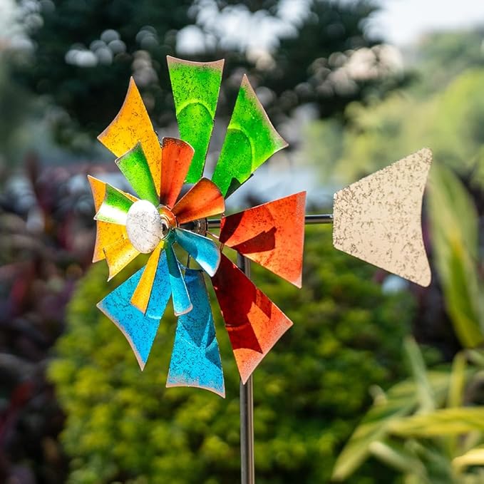 Viveta Metal Wind Spinners Outdoor, Colorful Kinetic Wind Spinner, Garden Wind Sculptures & Spinners for Outdoor Patio Yard Decor
