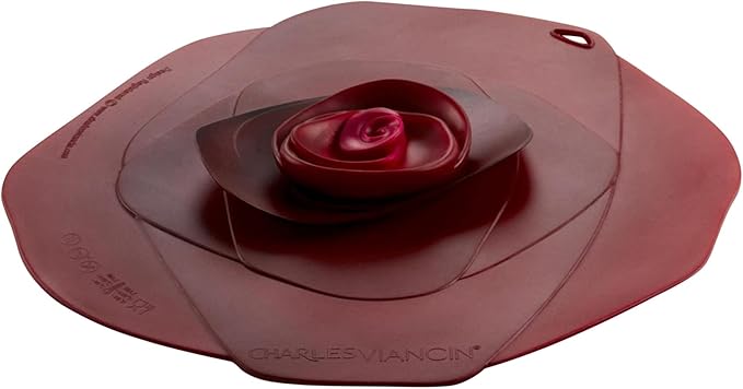 harles Viancin - Rose Silicone Lid for Food Storage and Cooking - Airtight Seal on Any Smooth Rim Surface - BPA-Free - Oven, Microwave, Freezer, Stovetop and Dishwasher Safe (9 Inch Dark Red Rose)