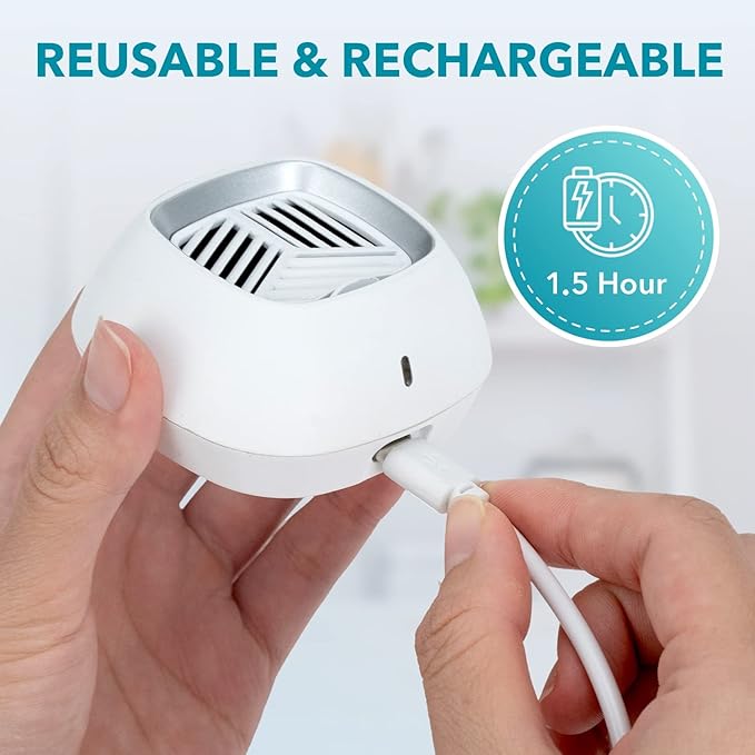 Fridge Deodorizer - Rechargeable Mini USB Refrigerator Deodorizer | Electric Fridge Odor Eliminator Absorber with Charcoal Filter Removes Fridge Smell | More Effective Than Baking Soda