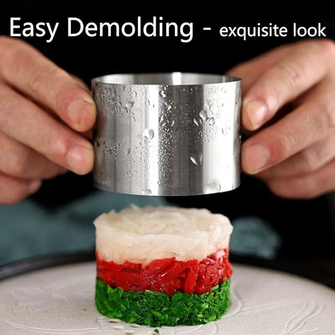 DATANYA 9Pack 3.15‘’ Cake Ring Molds with 3 Inch Cake Collars, Stainless Steel Food Rings Round & Square Cooking Ring Molds with Pressers, Transparent Acetate Sheet Cake Rolls for Baking Pastry