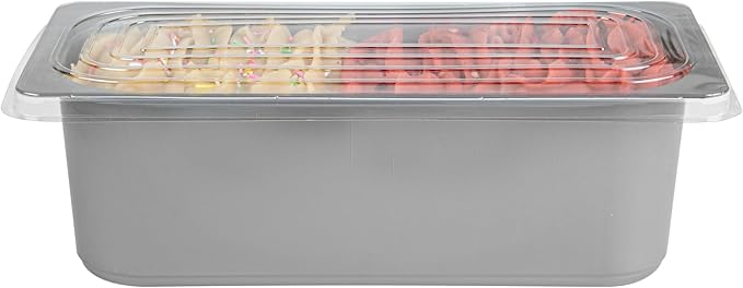 Restaurantware-RW Base 5 Quarts Ice Cream Containers, 25 Rectangle Disposable Containers - Durable, With Clear Lid, Black Plastic Box, For Ice Creams, For Cafes