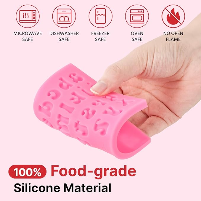Silicone Letter Molds for Chocolate, 5 Pcs Alphabet Number Rose Heart Shape Candy Molds, Fondant Molds for Candy Cupcake Desserts Cake Decorations