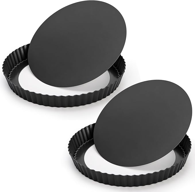 Tosnail 2 Pack 9 Inch Non-Stick Quiche Pan, Fruit Tart Pie Pan with Removable Loose Bottom