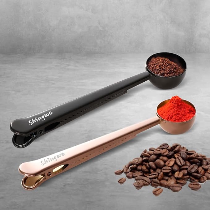 Rose Gold Coffee Scoop with Bag Clip, Multi-Function Milk Powder Measuring Spoon, 20ml