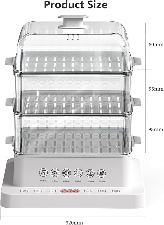 3 Layers/40l Food Steamer 800w Electric Multicookers | Automatic Heat Preservation Steamer Cookware | Touch The Visual Panel Hot Food Heater | Foldable Split Design