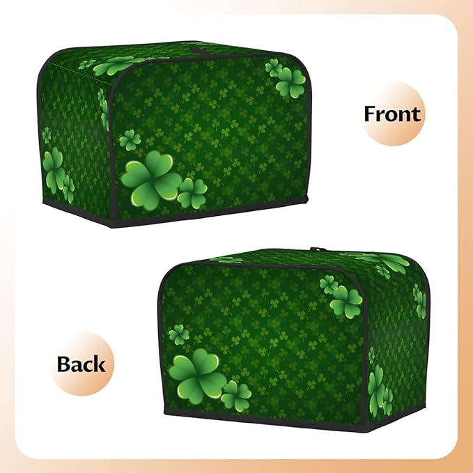 Happy St. Patrick Green Holiday Toaster Cover 4 Slice Dust and Fingerprint Protection Toaster Bread Maker Covers Washable Kitchen Appliance Covers for Kitchen Accessories Decor Bakeware Women Gift