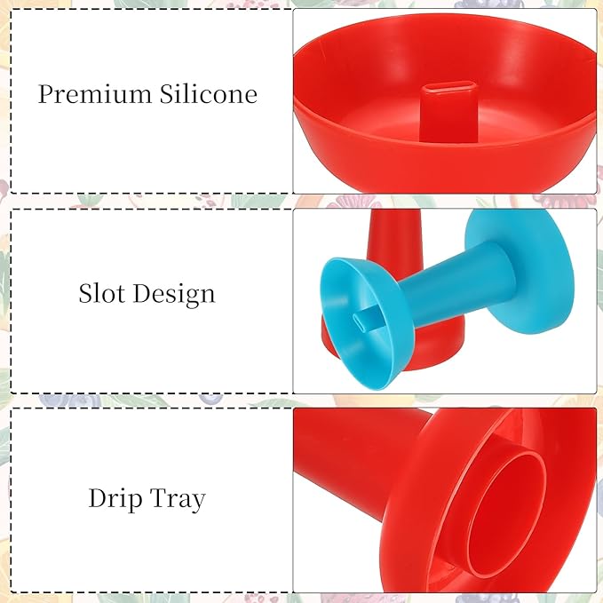 uxcell 4pcs Silicone Treats Holder 5.1" x 3.5" Washable Ice Cream Cone Holder Kitchen Tools Multicolor