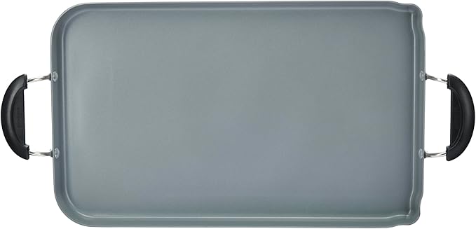GoodCook Everyday Double Griddle Pan Ceramic Nonstick Aluminum Construction for Even Heating Non-Toxic PTFE & PFOA Free, 18x11-Inch, Rectangular, Black