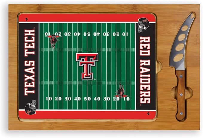 PICNIC TIME NCAA Icon Glass Top Cutting Board & Knife Set, Cheese Boards Charcuterie Boards, Serving Platter, (Parawood & Bamboo)