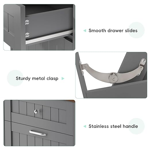Betterhood Double Tilt Out Trash Cabinet with Power Outlet, 10 Gallon Trash Cabinet with Storage,Pet Proof Trash Can with 2 AC & USB Sockets for Kitchen,Living Room (Grey, Single Door)