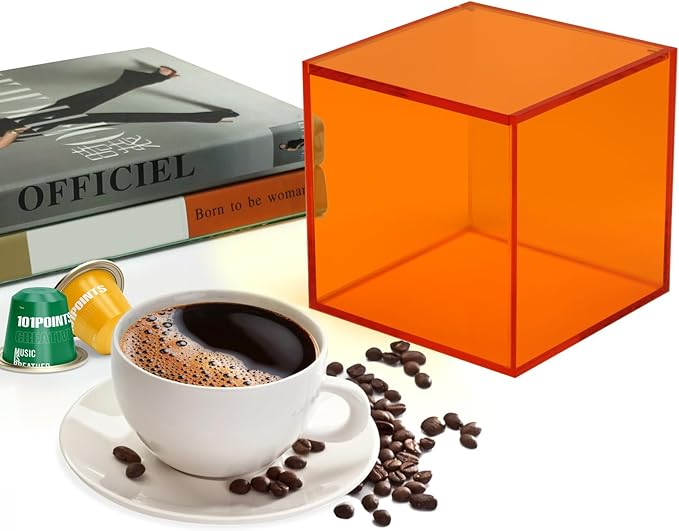 Coffee Capsule Storage Box Coffee Pod Holder Organizers Accessories Anti Dust Durable Clear Acrylic Box for House and Office Use, Orange, 5x5 In