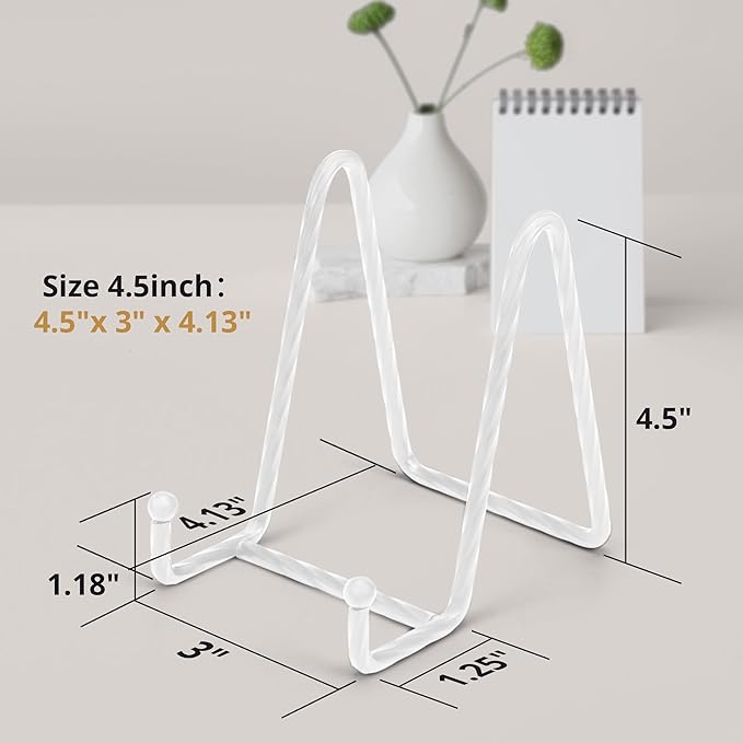 3 Pack 4.5inch YCLYC Picture Stands for Display, White Metal Plate Stands for Display - Decorative Plate Stand, Plate Holder Display Stand, Picture Frame Stand - Plate Display Stands for Picture Stand