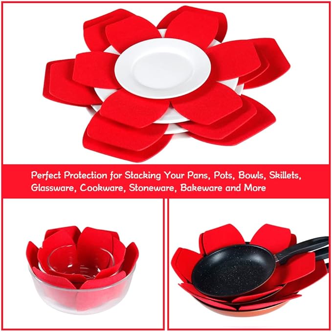BYKITCHEN Larger & Thicker Pan Protectors, Set of 12 and 3 Different Sizes, Felt Pot Pan Separators, Pot Dividers Savers for Stacking and Protecting Your Cookware