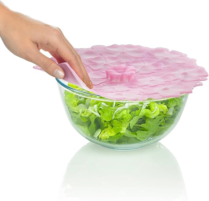 Charles Viancin Silicone Lids - Geranium Silicone Bowl Covers/Airtight Universal Pan Lids (9 Inch Light Pink)