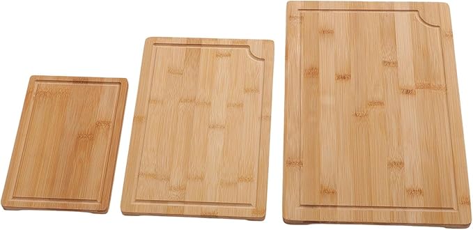 YUYTE 3pcs Wood Chopping Boards Set Smooth Cutting Boards with Grooves for Kitchen Slicing Dicing Serving
