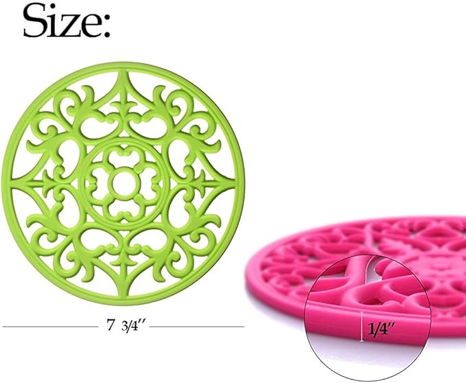 ME.FAN Trivets for Dishes/Pots/Pans, 3 Pcs Silicone Mats, Flexible/Durable/Non Slip Hot Pads to Protect Table and Counter Top (Wine Red)