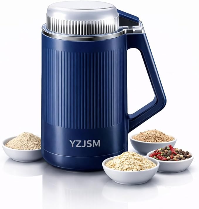 YZJSM Electric Coffee Grinder, 550ML Large Capacity Electric Blade Grinder with 8 Stainless Steel Blades, Multifunctional Grinder for Coffee Beans, Spices, Herbs, Grains & Baby Food﻿ (blue)