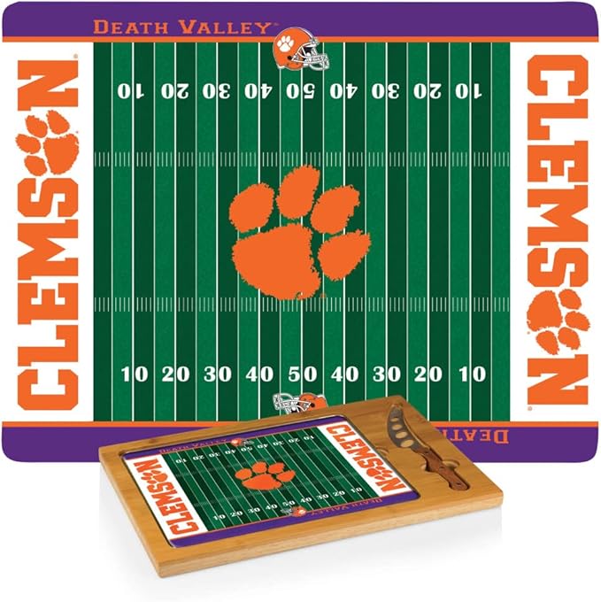 PICNIC TIME NCAA Icon Glass Top Cutting Board & Knife Set, Cheese Boards Charcuterie Boards, Serving Platter, (Parawood & Bamboo)
