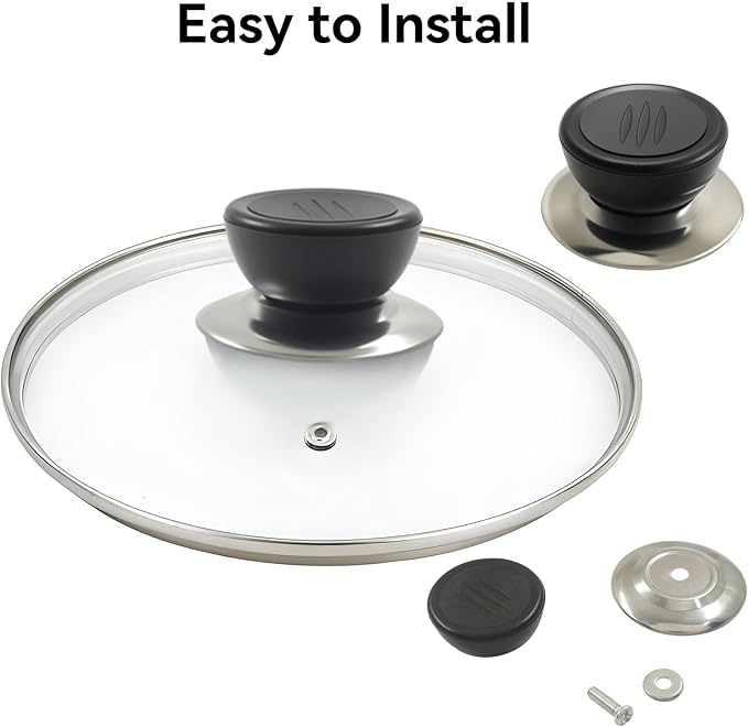 10pcs Pot Lid Knobs - Heat Resistant & Anti-Slip Grip | Universal Replacement Pot Lid for Glass Pots Pans Lids Top (Black)