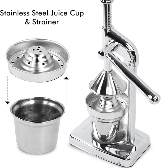 Cast Iron Juicer Hand Press, Cast Iron Stainless Steel Manual Hand Citrus Juicer, Heavy Duty Countertop Professional Commercial Manual Fruit for Fresh Orange Juice, Lemon, Pomegranate