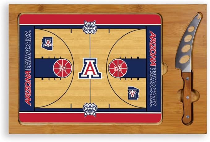 PICNIC TIME NCAA Icon Glass Top Cutting Board & Knife Set, Cheese Boards Charcuterie Boards, Serving Platter, (Parawood & Bamboo)