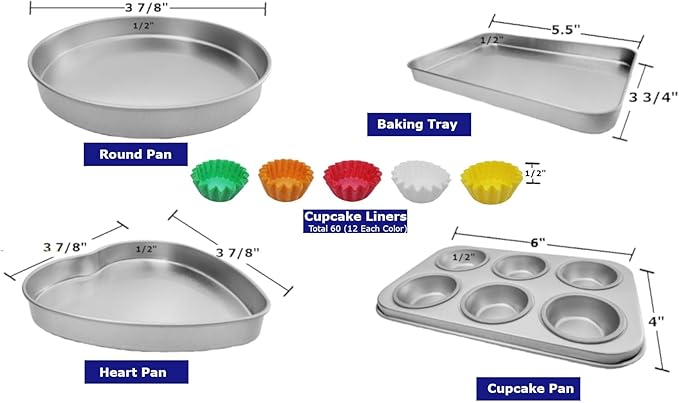 Deluxe Pan Set Compatible with Easy Bake Ultimate Oven | Includes 60 Cupcake Liners THAT WILL FIT, UNLIKE OTHERS | Kids' Accessories for Cooking Easy Bake Oven Mixes
