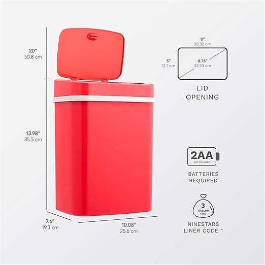 Touchless Motion Sensor Trash Can with Sealing Lid Automatic Soft Close Silent Bathroom Kitchen Office Waste Bin Narrow Rectangular ABS Hands Free Smart Home Garbage Container (Rose)