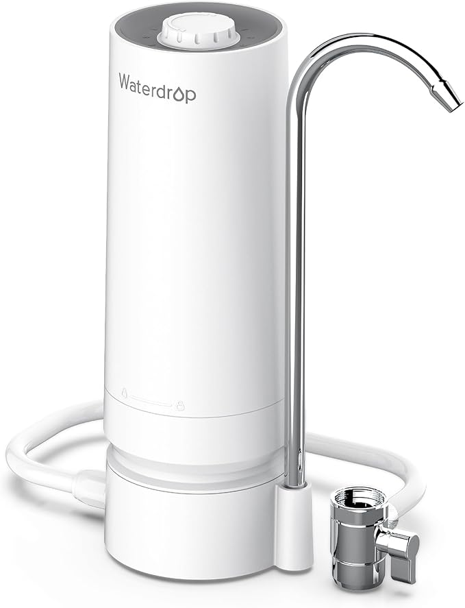 Waterdrop CTF-05 Water Filter for Sink Faucet, Countertop Water Filter System and Filter Life Reminder, Reduces Heavy Metals, Bad Odor, and 99% Chlorine, 8000 Gallons, 1 Filter