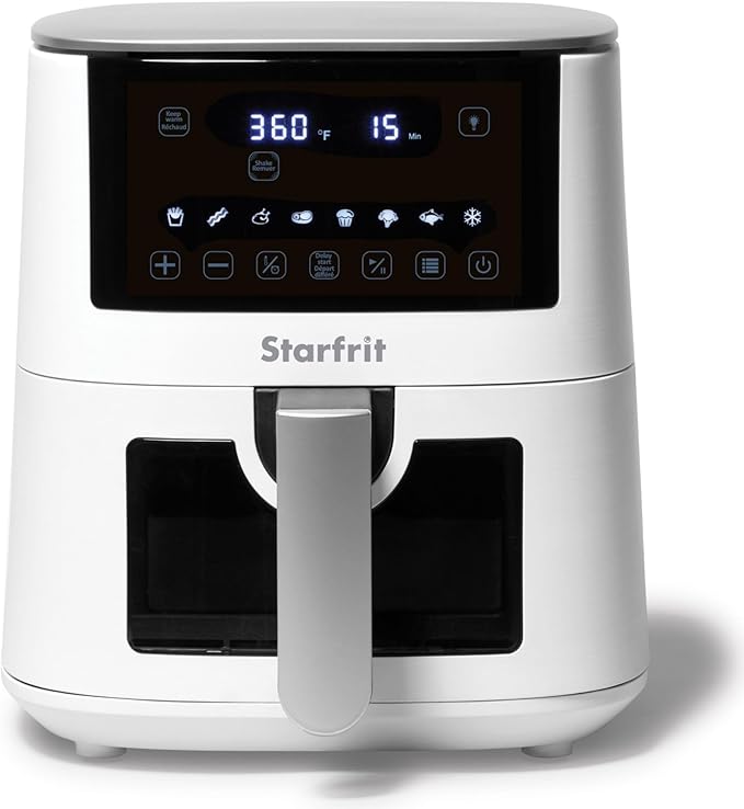 Starfrit Electric Digital Air Fryer - 4.2L Capacity - Ceramic Non-Stick Surface - 8 Preset Functions - Viewing Window -1400W