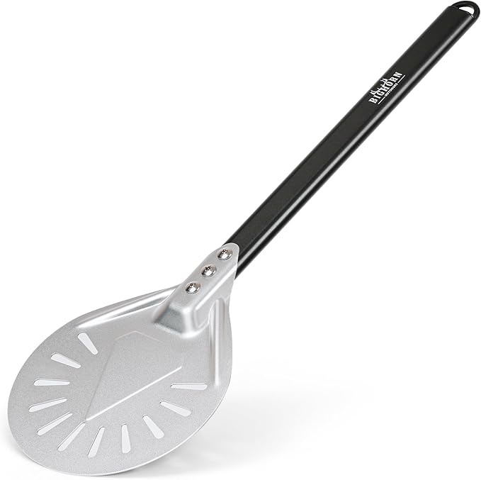 BIG HORN OUTDOORS Pizza Peel - 7-Inch Pizza Turning Peel with Non-Stick Anodized Aluminum for Effortless Pizza Turning&Baked - Perfect Pizza Oven Accessories