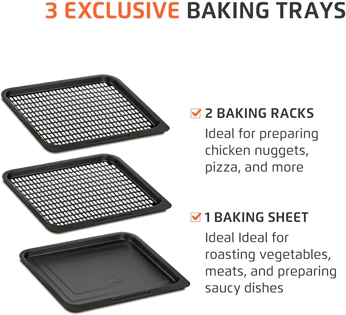 Air Fryer Oven 1800W, 12.7QT Capacity, Touchscreen Panel, Automatic Shut-Off, Toaster + Airfryer – Black & Stainless Steel – Mondial