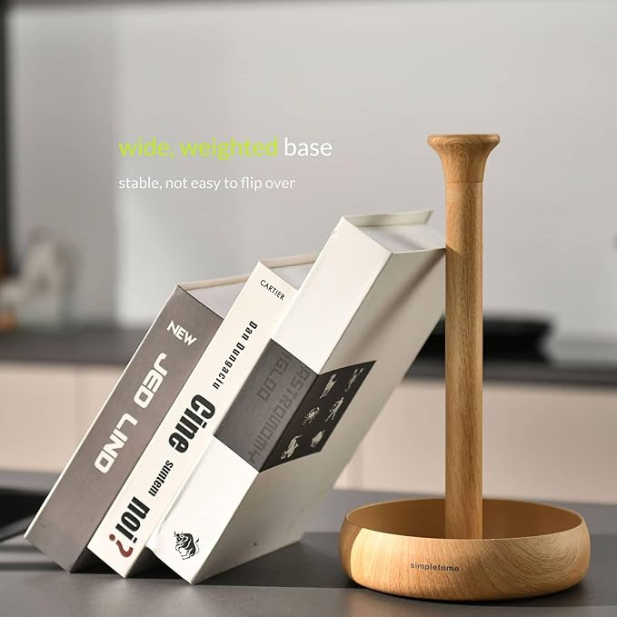 simpletome Paper Towel Holder Countertop Keep It Rolled Up Weighted Base (Beech)