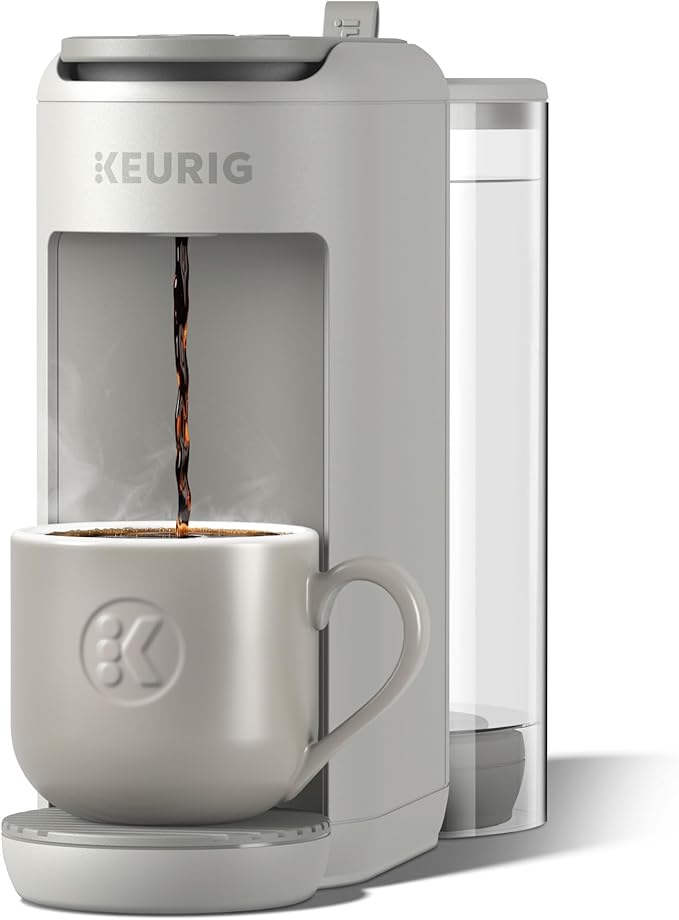 Keurig K-Mini Mate Plus Single-Serve K-Cup Pod Coffee Maker, Compact, 3 Cup Sizes, Brew Over Ice and Strong Button Features, 50 oz Removable Reservoir, Warm Stone