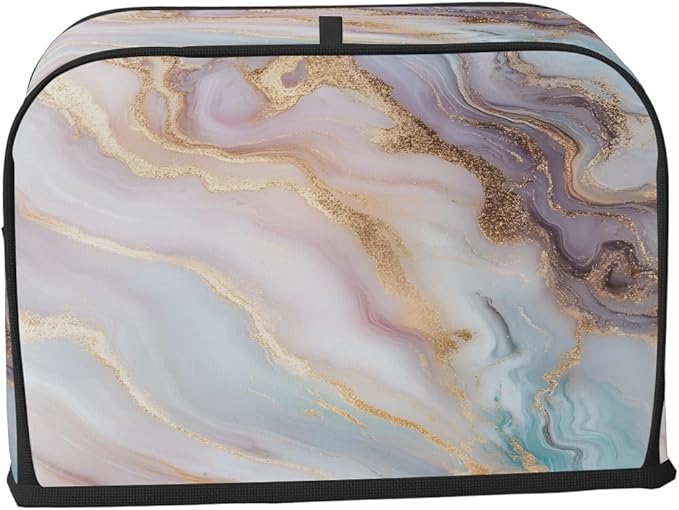 Marble Texture Gold Toaster Cover 4 Slice Dust and Fingerprint Protection Toaster Bread Maker Covers Washable Kitchen Small Appliance Covers for Kitchen Accessories Decor Bakeware Women Gift