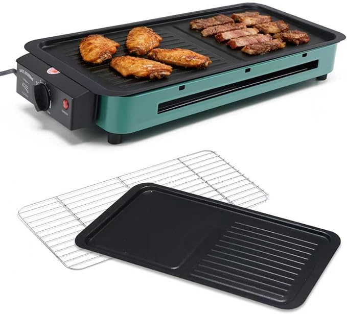Indoor Grill Smokeless, 1700W Electric Grill Inside House for Kitchen Table, Apartment, Compact Korean BBQ Grill with Non-Stick Cooking Removable Griddle Plate, 7 Temperature Control, Dishwasher Safe