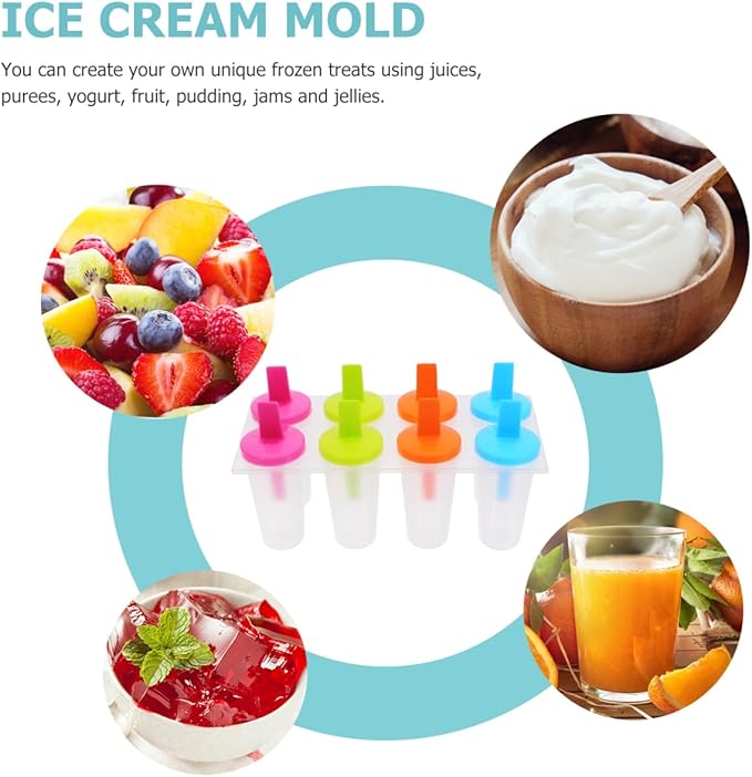 DOITOOL Ice Pop Molds for Kids and Adults Reusable Diy Maker Easy Release Plastic Ice Cream Mold with Lid 2.95X4.72X1.57In Perfect for Summer Treats and Parties